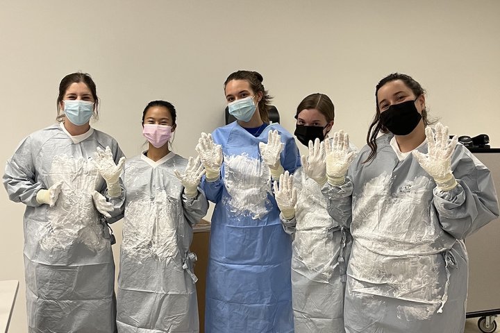 Medical student Chelsea Pan, pictured here with classmates during the COVID-19 pandemic, shares her story of becoming a doctor 